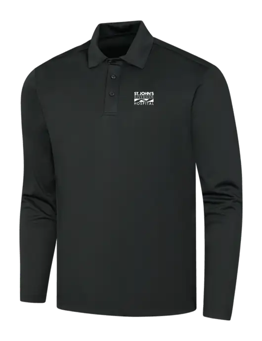 Black Silk Touch Performance Long Sleeve Polo w/St. John's Riverside Logo