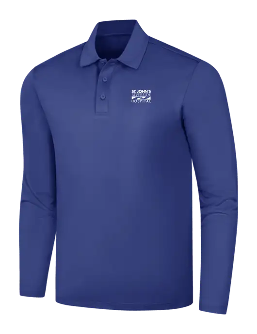 Dark Royal Silk Touch Performance Long Sleeve Polo w/St. John's Riverside Logo