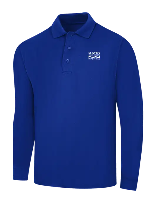 Dark Royal Silk Touch Long Sleeve Polo w/St. John's Riverside Logo