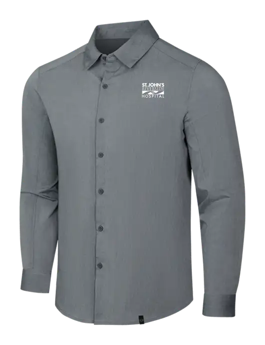 OGIO Medium Grey Heather Commuter Woven Shirt w/St. John's Riverside Logo