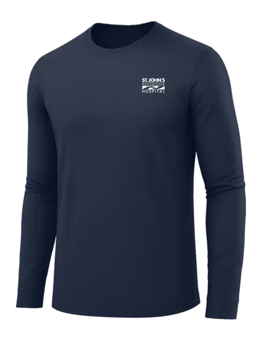 Long Sleeve Navy PosiCharge Competitor Tee w/St. John's Riverside Logo