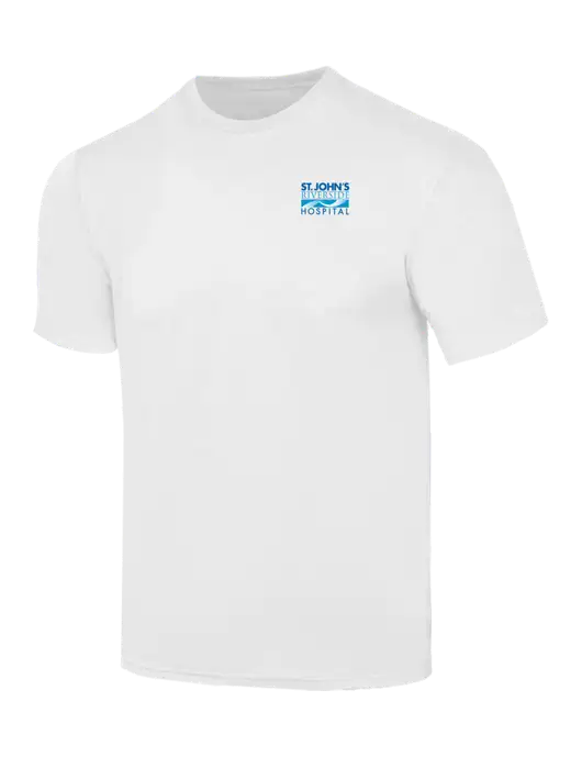 Simply Soft White 4.5oz  Poly/Combed Ring Spun Cotton T-Shirt w/St. John's Riverside Logo