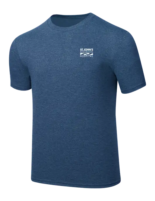 Simply Soft Heathered Navy 4.5oz  Poly/Combed Ring Spun Cotton T-Shirt w/St. John's Riverside Logo