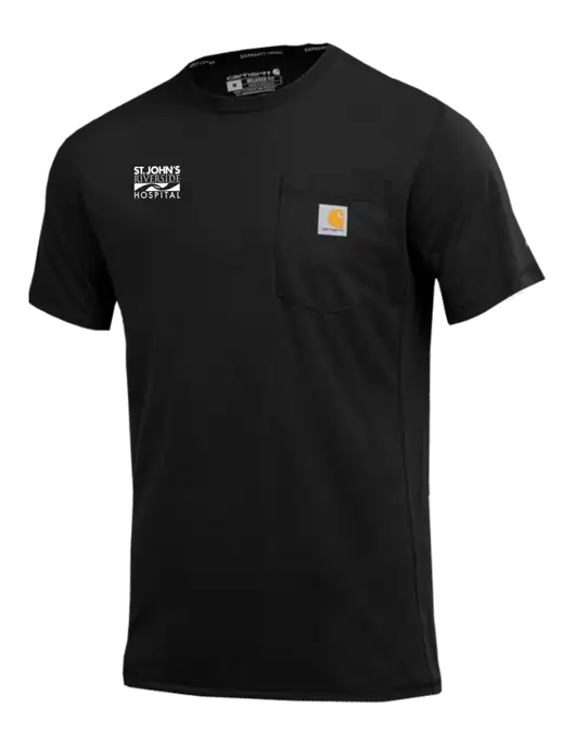 Carhartt Force Black Short Sleeve Pocket T-Shirt w/St. John's Riverside Logo