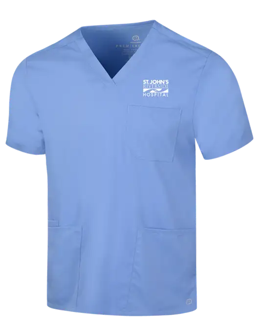 Wink Ceil Blue Mens Premiere Flex V-Neck Top w/St. John's Riverside Logo