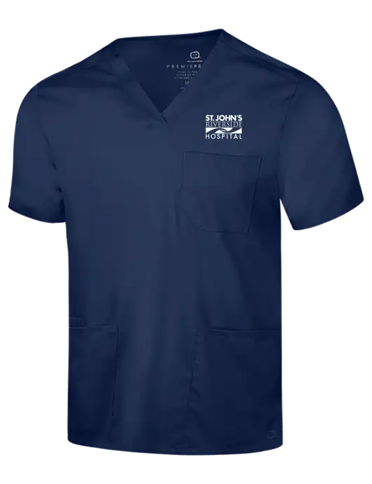Wink Navy Mens Premiere Flex V-Neck Top w/St. John's Riverside Logo