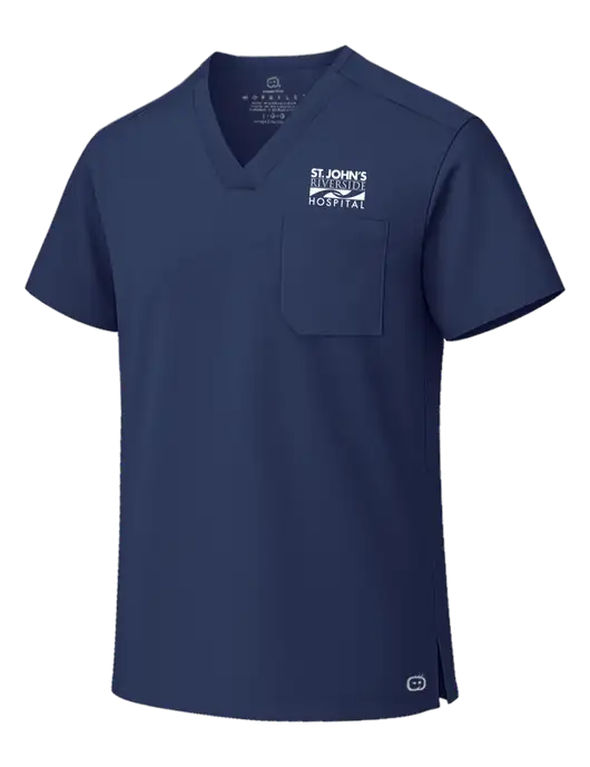 Wink WorkFlex Navy Chest Pocket V-Neck Top w/St. John's Riverside Logo