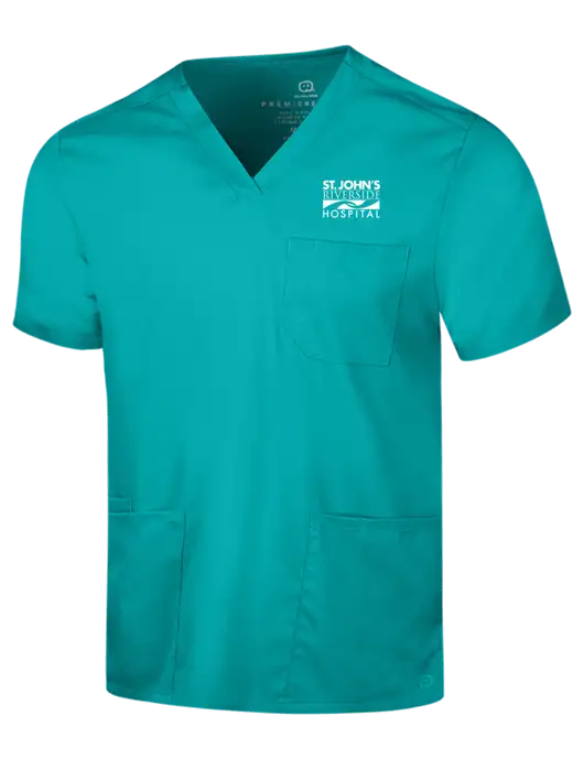 Wink Teal Blue Mens Premiere Flex V-Neck Top w/St. John's Riverside Logo