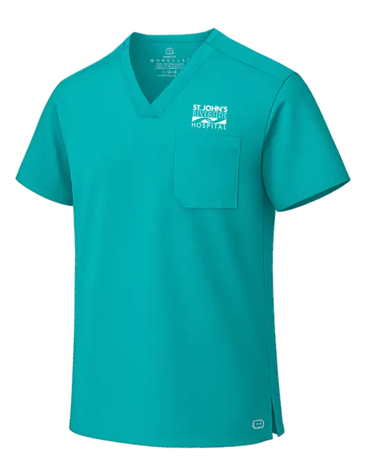 Wink WorkFlex Teal Chest Pocket V-Neck Top w/St. John's Riverside Logo