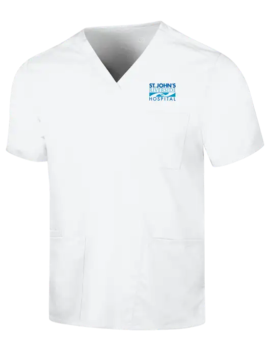 Wink White Mens Premiere Flex V-Neck Top w/St. John's Riverside Logo