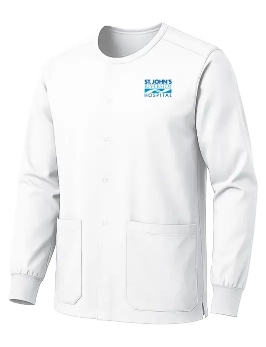Wink WorkFlex White Snap-Front Scrub Jacket w/St. John's Riverside Logo