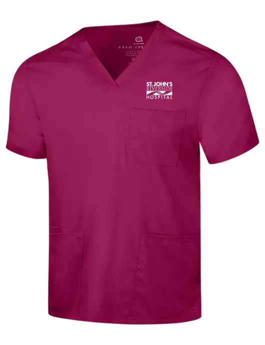 Wink Dark Fuchsia Mens Premiere Flex V-Neck Top w/St. John's Riverside Logo
