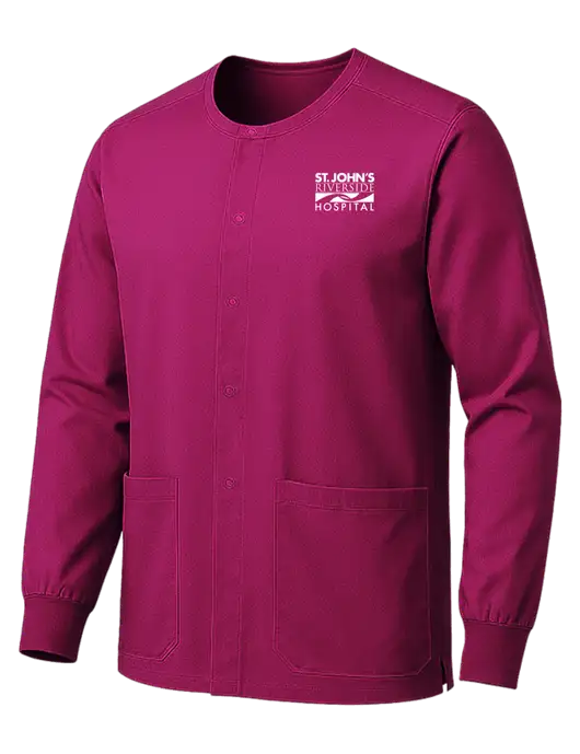 Wink WorkFlex Dark Fuchsia Snap-Front Scrub Jacket w/St. John's Riverside Logo