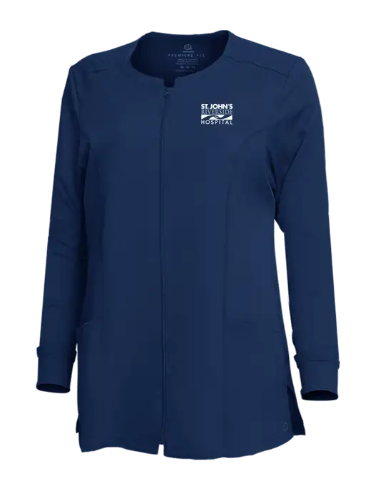 Wink Womens Navy Premiere Flex Full-Zip Scrub Jacket w/St. John's Riverside Logo