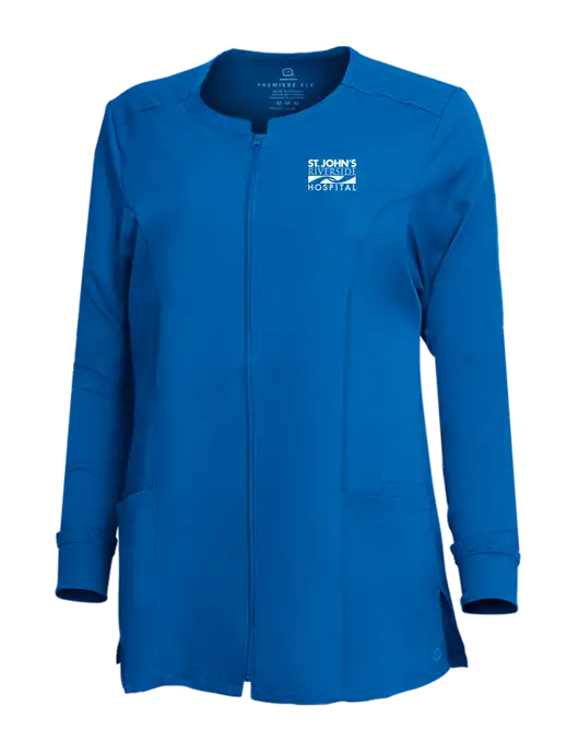 Wink Womens Royal Premiere Flex Full-Zip Scrub Jacket w/St. John's Riverside Logo