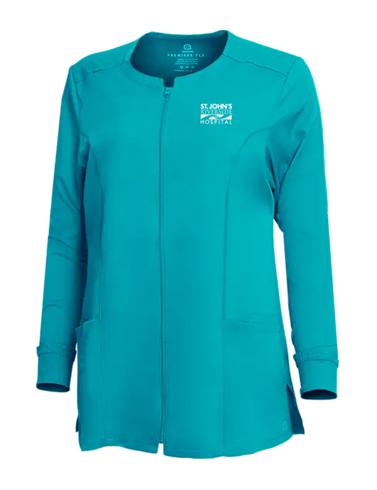 Wink Womens Teal Premiere Flex Full-Zip Scrub Jacket w/St. John's Riverside Logo
