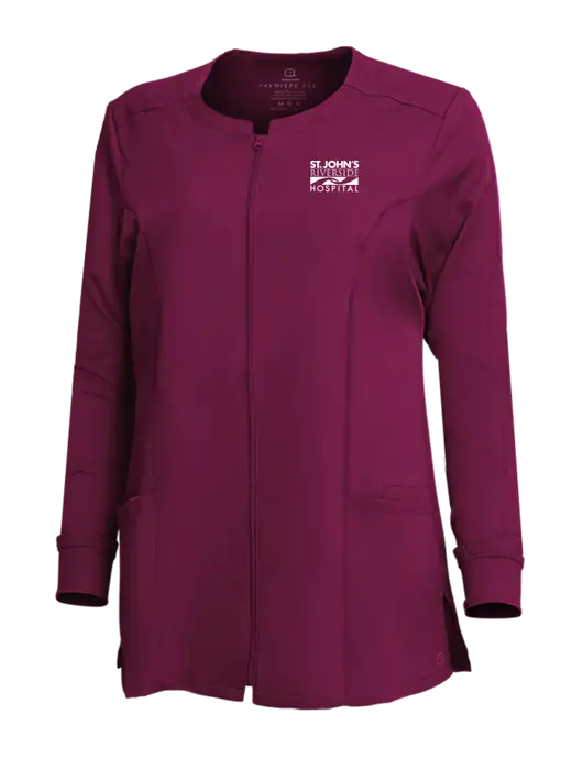 Wink Womens Dark Fuchsia Premiere Flex Full-Zip Scrub Jacket w/St. John's Riverside Logo