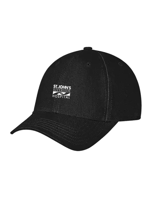 Black Structured Soft Snap Closure Hook & Loop Cap w/St. John's Riverside Logo