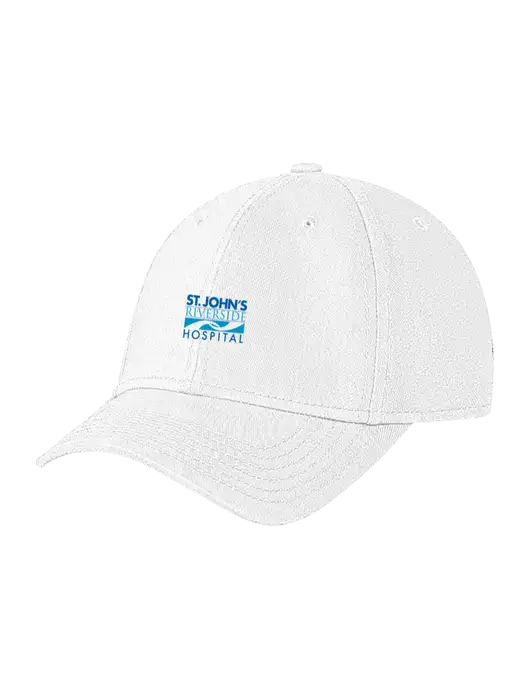 White Structured Soft Snap Closure Hook & Loop Cap w/St. John's Riverside Logo