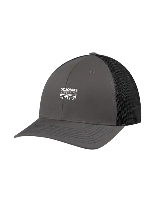 Richardson Adjustable Snapback Original 112 Trucker Cap Dark Grey w/Black Mesh w/St. John's Riverside Logo