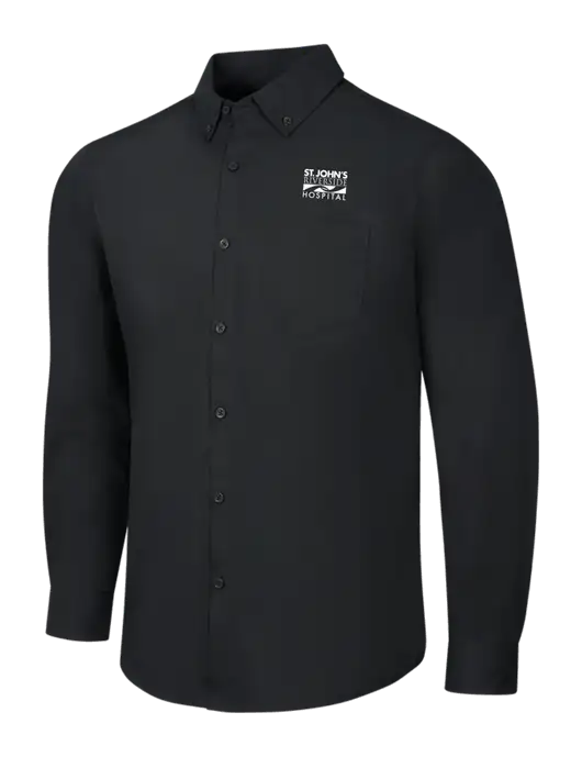Black Long Sleeve Carefree Poplin Shirt w/St. John's Riverside Logo