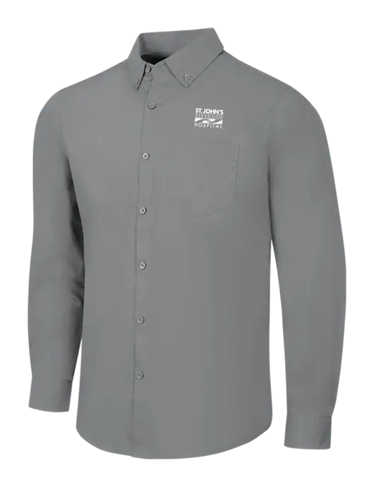 Medium Grey Long Sleeve Carefree Poplin Shirt w/St. John's Riverside Logo