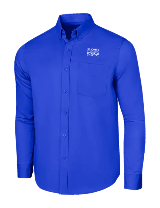 Long Sleeve Dark Royal Superpro React Twill Shirt w/St. John's Riverside Logo