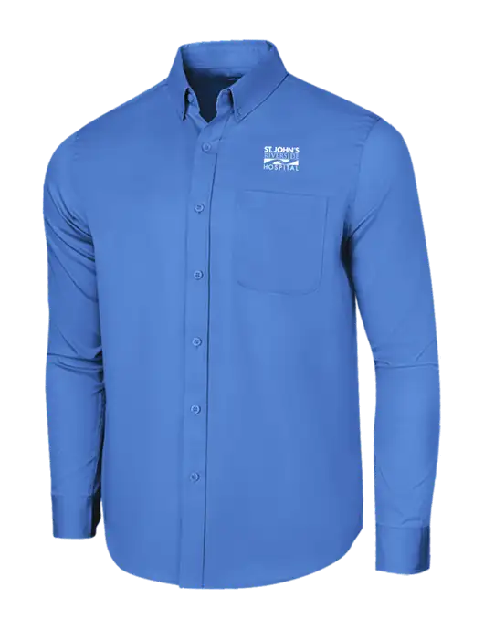 Long Sleeve Dark Carolina Blue Superpro React Twill Shirt w/St. John's Riverside Logo