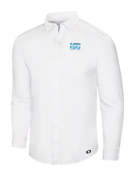 OGIO Bright White Modern Code Stretch Button-Up Shirt w/St. John's Riverside Logo