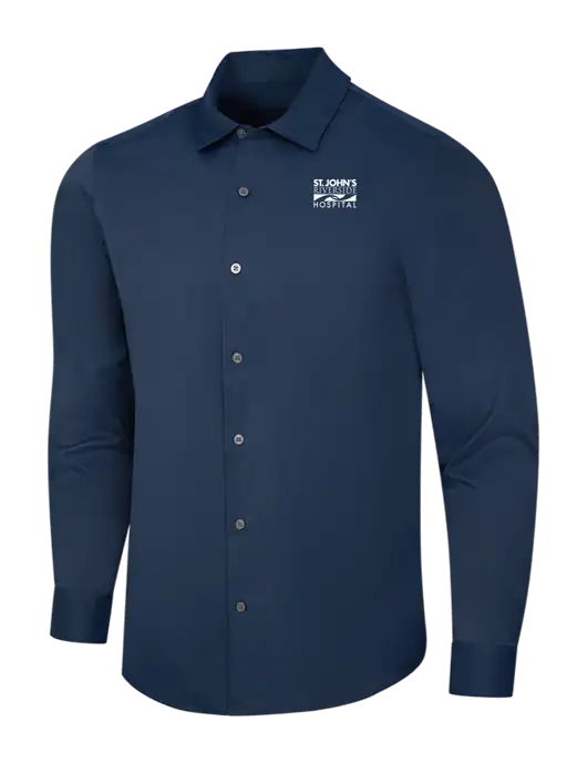 Navy City Stretch Shirt w/St. John's Riverside Logo