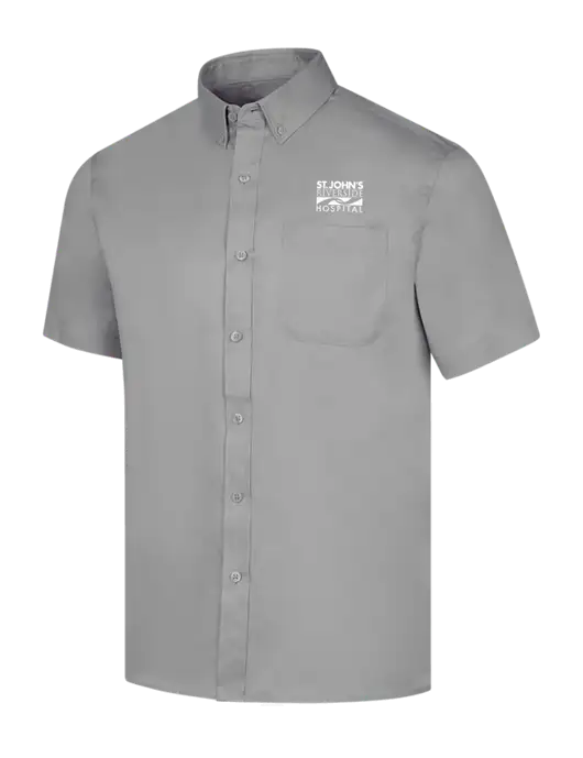 Short Sleeve Light Grey Superpro React Twill Shirt w/St. John's Riverside Logo