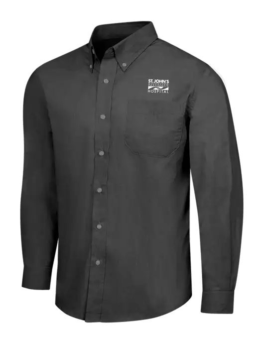 Soft Black Crosshatch Easy Care Shirt w/St. John's Riverside Logo
