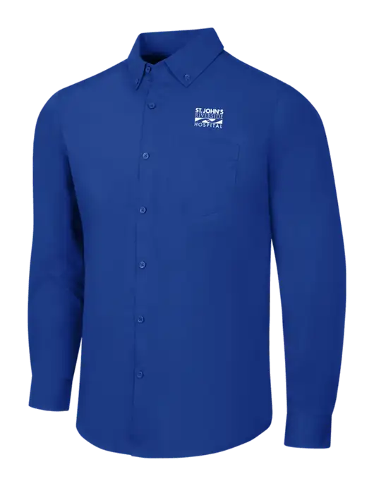 Dark Royal Long Sleeve Carefree Poplin Shirt w/St. John's Riverside Logo