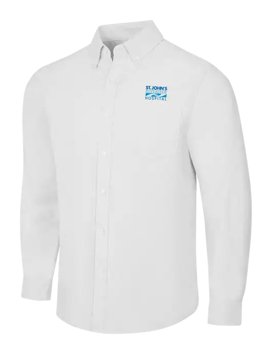 White SuperPro Oxford Shirt w/St. John's Riverside Logo
