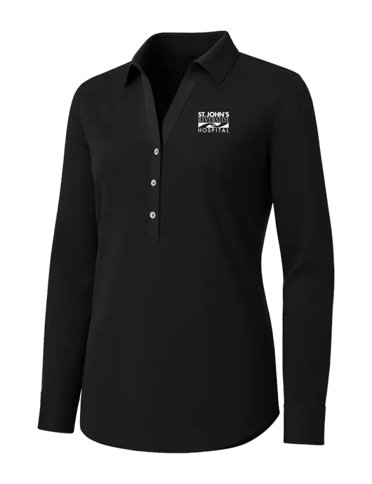 Womens Black City Stretch Shirt w/St. John's Riverside Logo