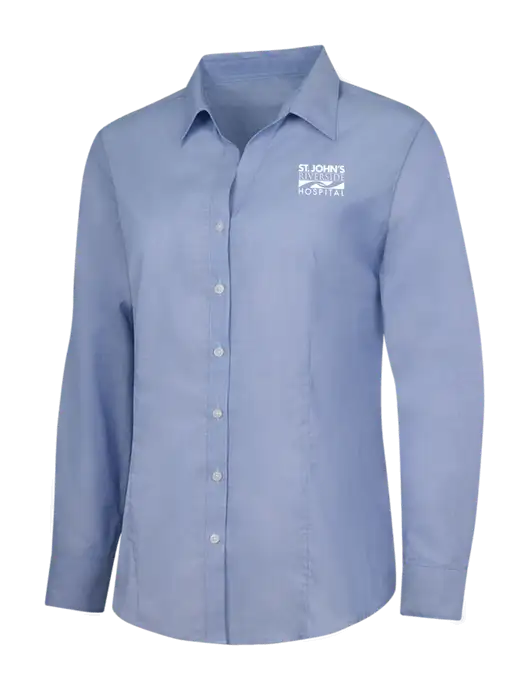 Light Slate Blue Womens Crosshatch Easy Care Shirt w/St. John's Riverside Logo