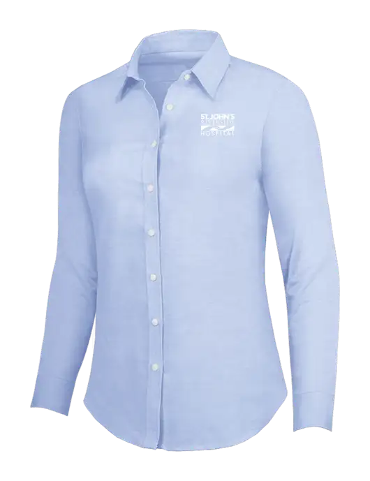 Light Blue Womens SuperPro Oxford Shirt w/St. John's Riverside Logo