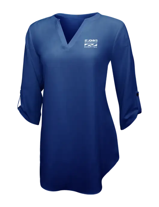Dark Royal Womens 3/4 Sleeve Tunic Blouse w/St. John's Riverside Logo