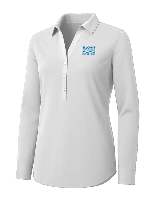 Womens White City Stretch Shirt w/St. John's Riverside Logo
