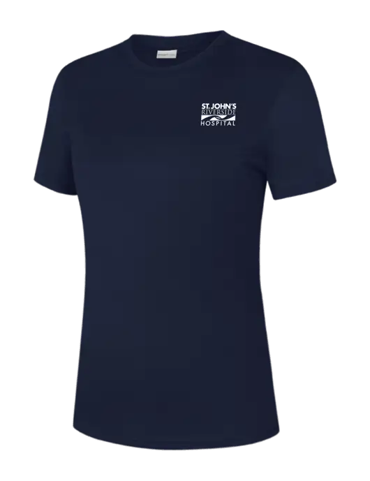 Womens Navy PosiCharge Competitor Tee w/St. John's Riverside Logo