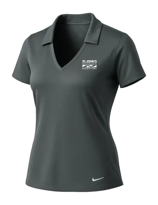 NIKE Dark Grey Womens Dri-Fit Vertical Mesh Polo w/St. John's Riverside Logo
