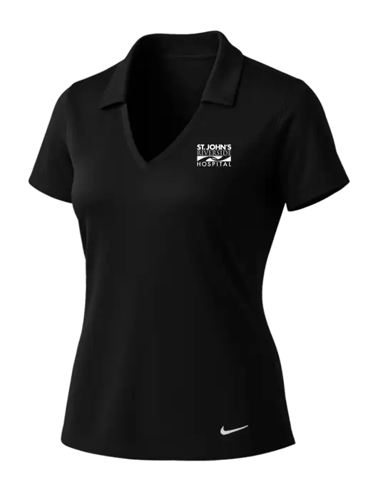 NIKE Black Womens Dri-Fit Vertical Mesh Polo w/St. John's Riverside Logo