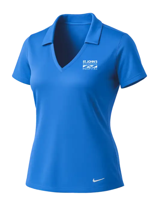 NIKE Carolina Blue Womens Dri-Fit Vertical Mesh Polo w/St. John's Riverside Logo