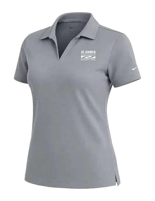NIKE Medium Grey Womens Dri-Fit Micro Pique Polo w/St. John's Riverside Logo