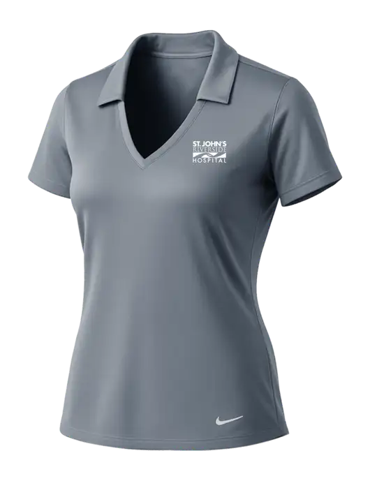 NIKE Medium Grey Womens Dri-Fit Vertical Mesh Polo w/St. John's Riverside Logo