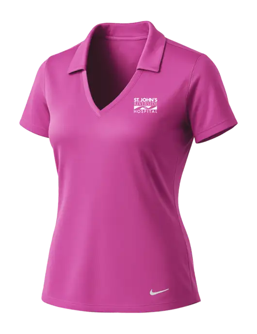 NIKE Pink Fire Womens Dri-Fit Vertical Mesh Polo w/St. John's Riverside Logo