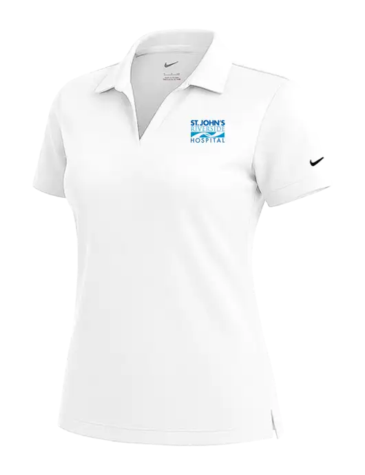 NIKE White Womens Dri-Fit Micro Pique Polo w/St. John's Riverside Logo