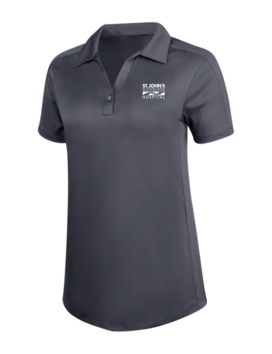 Womens Dark Grey Diamond Jacquard Polo w/St. John's Riverside Logo