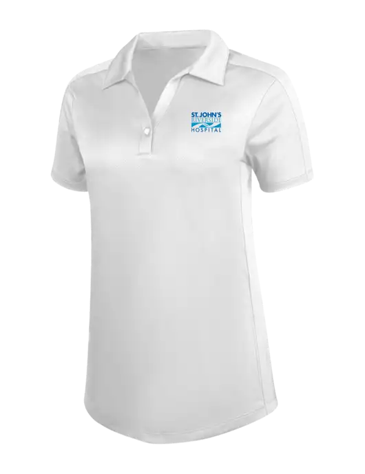 Womens White Diamond Jacquard Polo w/St. John's Riverside Logo