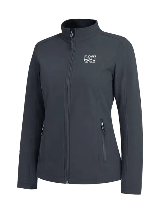 Charcoal Grey Womens Core Soft Shell Jacket w/St. John's Riverside Logo
